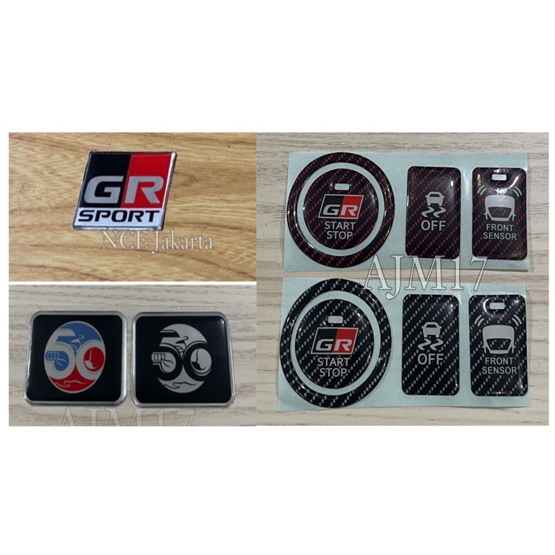 STIKER TIMBUL GR SPORT START STOP OFF FRONT SENSOR 5O TAHUN TOYOTA