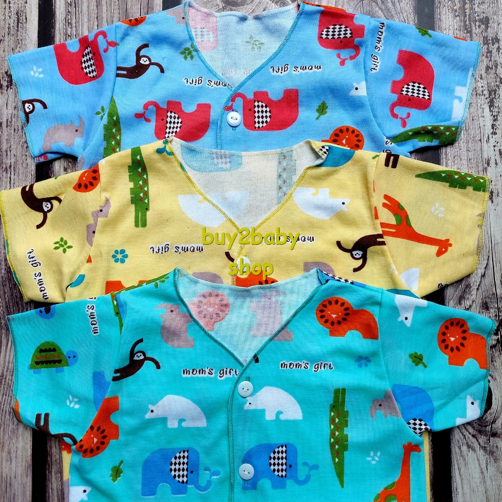 Baju bayi Piyama pendek Moms Gift Animal Series 0-3 Bulan 3 PCS