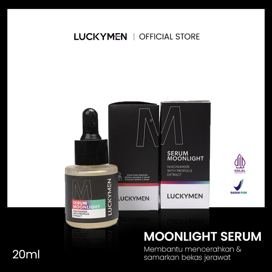 LUCKYMEN Serum Moonlight - Promo Free Emas  Mencerahkan dan Mengobati Jerawat