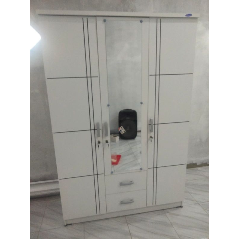 LEMARI 3 PINTU LEMARI PAKAIAN LEMARI GANTUNG LEMARI BAJU MINIMALIS LEMARI PUTIH LEMARI LLBP 3 PINTU OLYMPIC