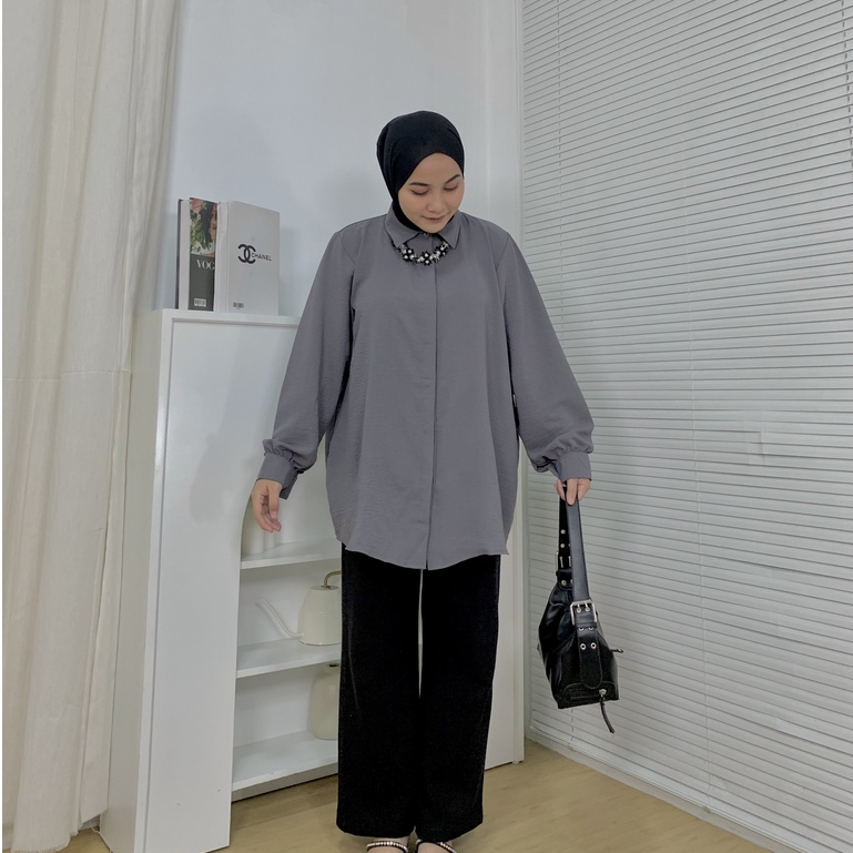 Lizzy Shirt Atasan Wanita Kekinian - Blouse Kemeja Wanita By Mahyra