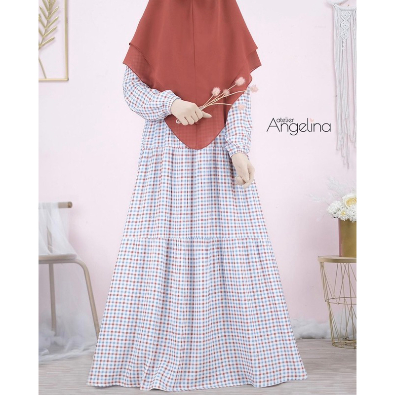 Bella Dress Plaid Atelier Angelina - Coral Blue