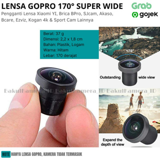Lensa GoPro Hero 170 Derajat Wide Angle For BPRO 5 / SJCAM / BCARE / Akaso / Kogan 4K / EZVIZ / Sport Cam