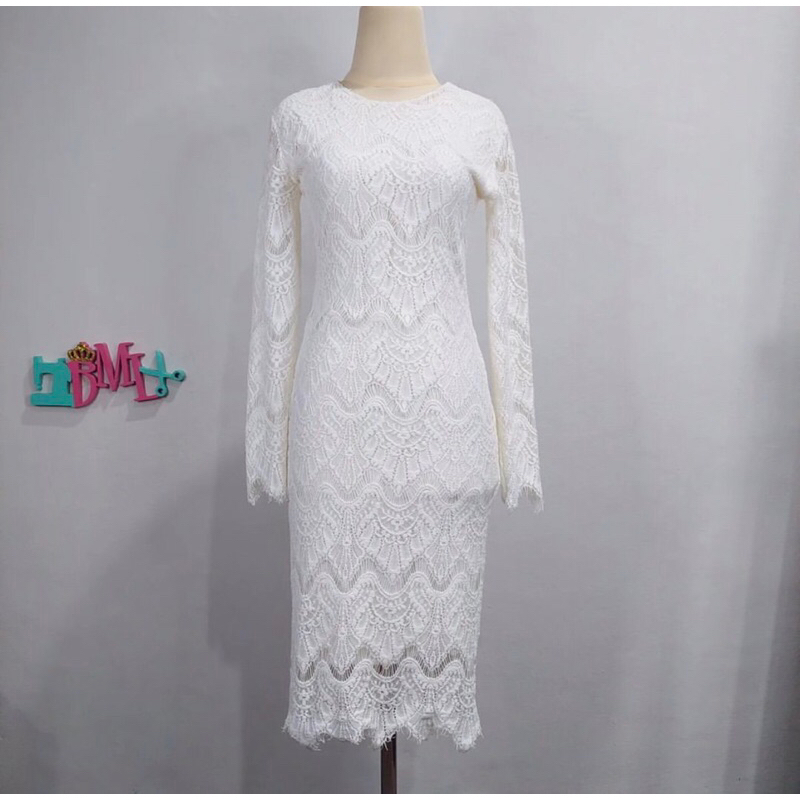 Dress Brokat Putih Tulang