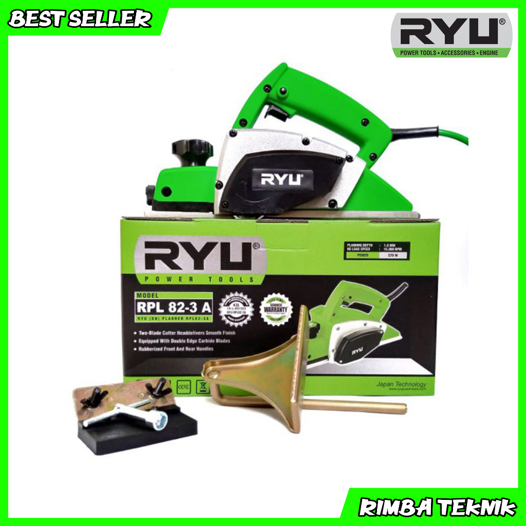 PROMO BISA COD!! [4 ITEM] RYU Paket Tukang kayu lengkap mesin planer/serut kayu dan gergaji circular saw gerinda tangan 4 inch dan bor 10mm set free koper