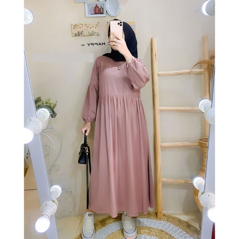 MIDI DRESS POETRI ORI PREMIUM/MIDI POLOS/RAYON TWIL/BAJU MUSLIM/MIDI ELEGANT/OOTD/BAJU LEBARAN/GAMIS