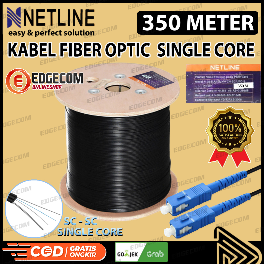 Kabel FO Fiber Optic SC-SC Single Core 350 Meter NETLINE