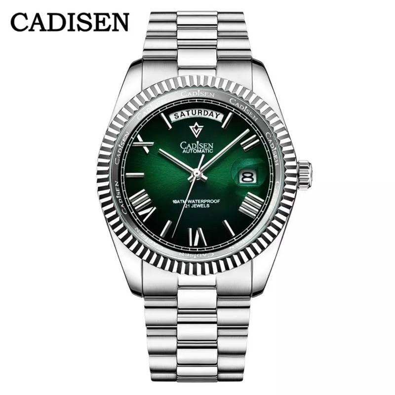 Jam Tangan Cadisen DayDate Green Sunburst Emerald Automatic