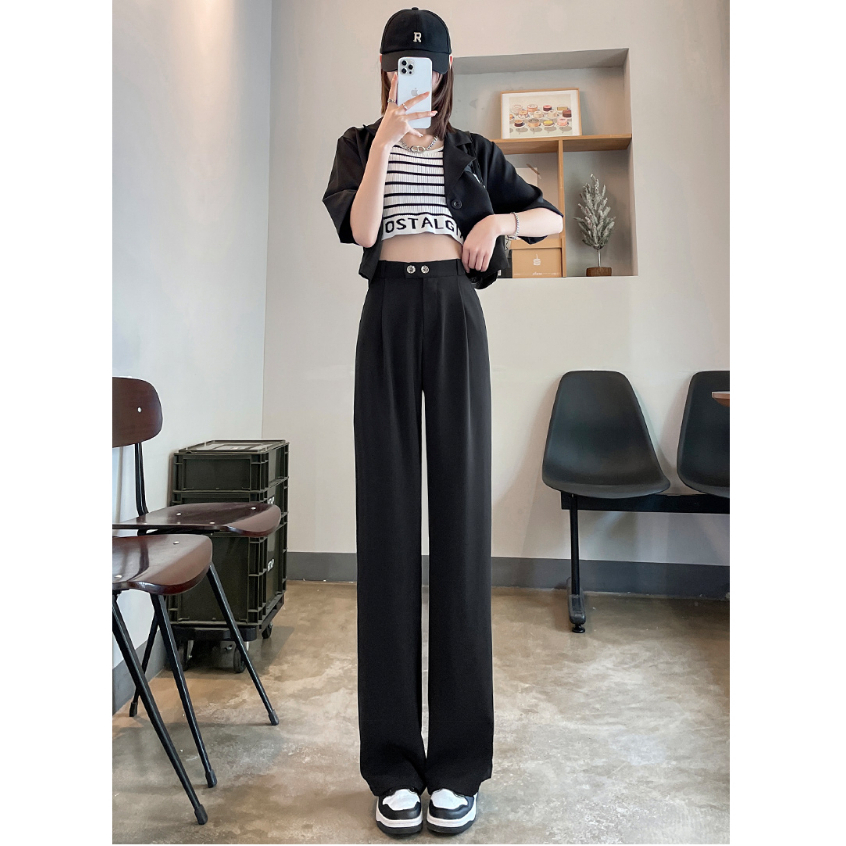 New hitam straight celana wanita terbaru import cewek premium highwaist