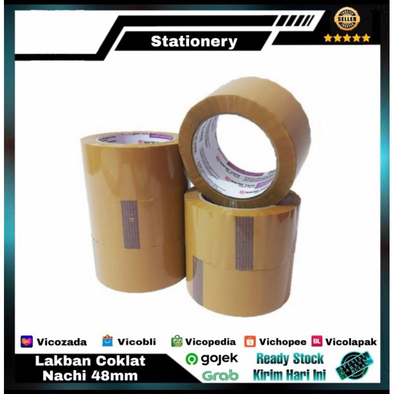 

Lakban Isolasi Solasi Cokelat Coklat Polos 4.8cm 48mm2 inch 2” Besar - 100 Yard