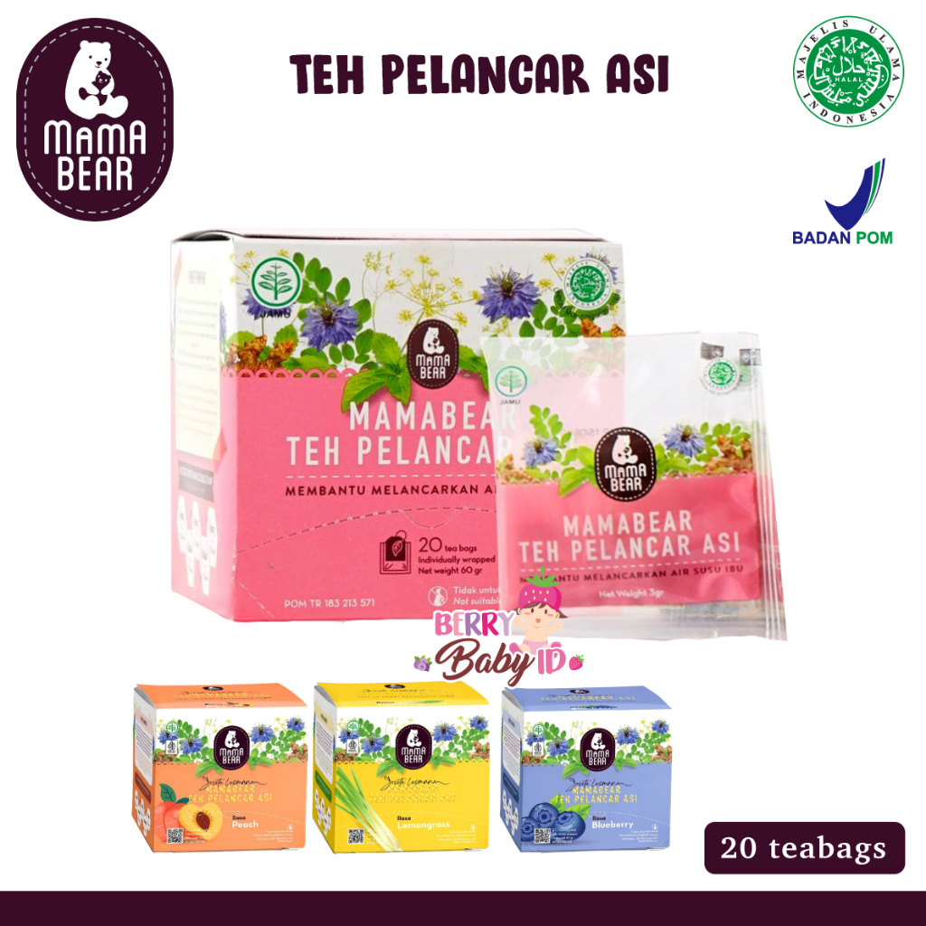 Mama Bear Teh Pelancar ASI / ASI Booster Halal Gratis Packaging Bubble Wrap Berry Mart