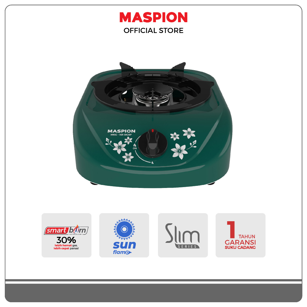 Maspion Kompor Gas 1 Tungku Dark Green Sun Flame MKG-101 DGSF