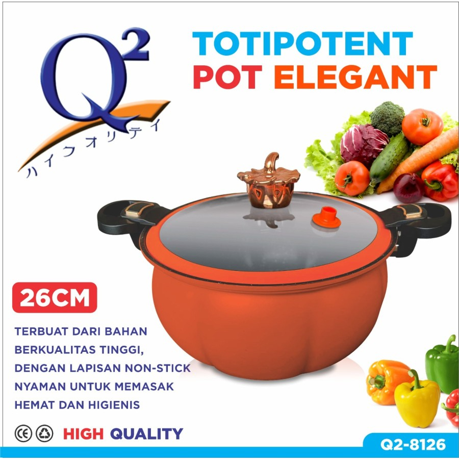 Panci Presto Labu Q2 8126 / Totipotent Pot 26 Cm / Panci Presto Batu TERBARU DAN TERMURAH