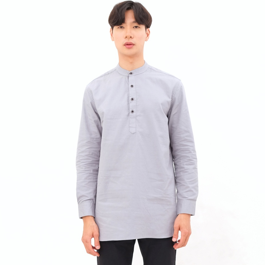 SANVANINA F-02F Long Kurta Sultan Grey | Kemeja Kurta Sultan Lengan Panjang Abu-abu