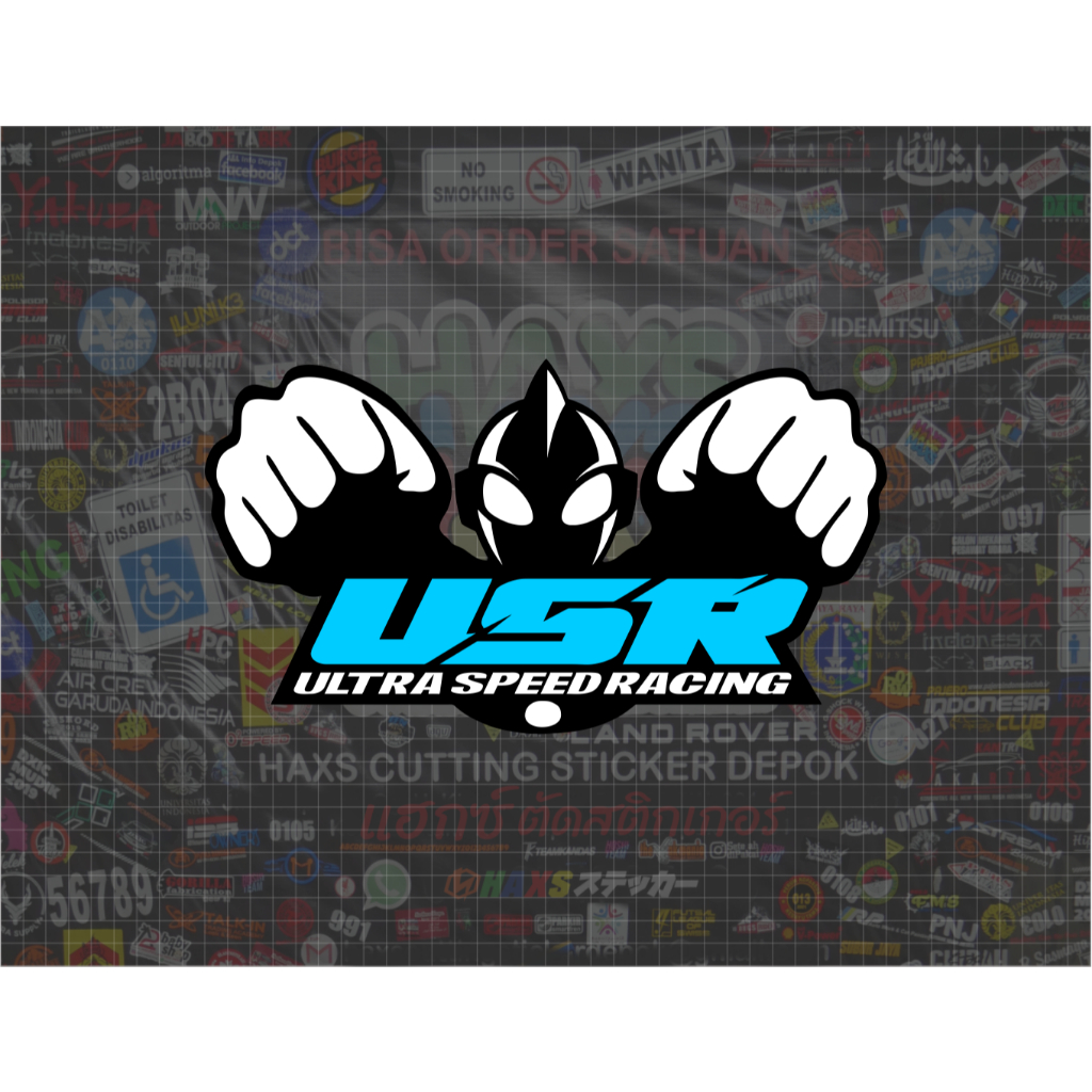 Cutting Sticker Logo USR Ultra Speed Racing Ukuran 30 Cm