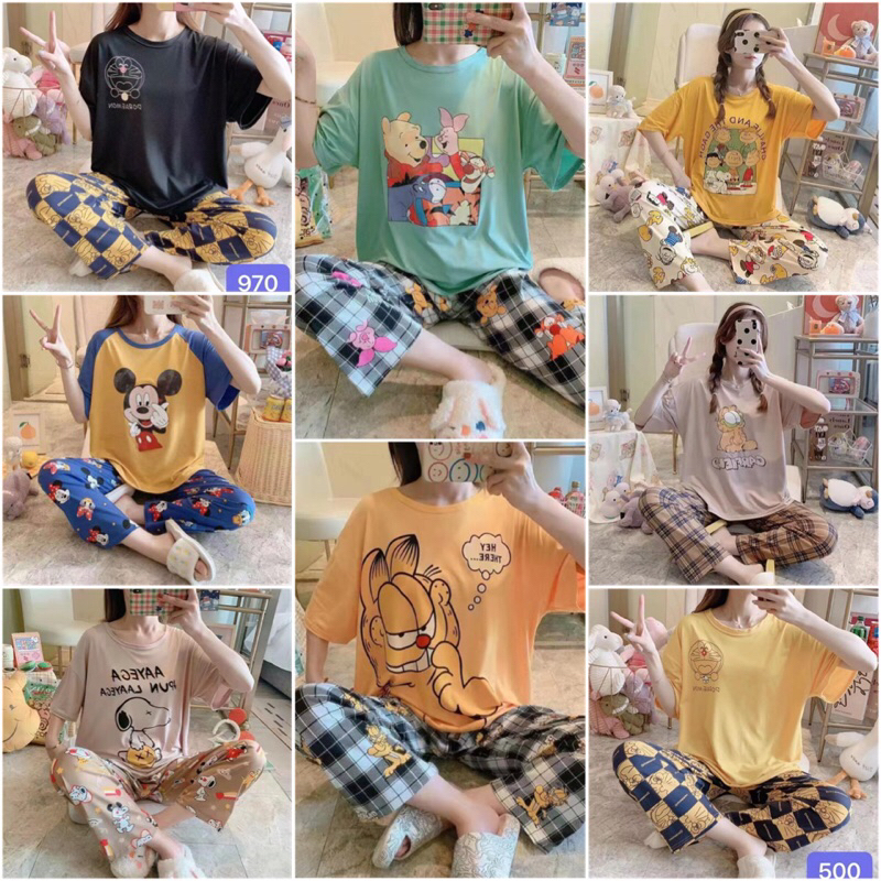 Baju Tidur Import CP Spandex Karakter Lucu sleep.pajamass✨
