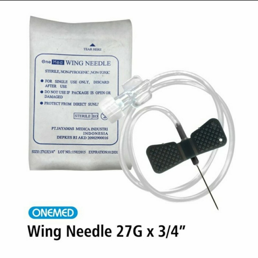 Wing Needle 23G 25G 27G Onemed Winged Infusion Set 23G 25G 27G One Med Scalp Vein OneMed Jarum Kupu Kupu 23G 25G 27G OneMed