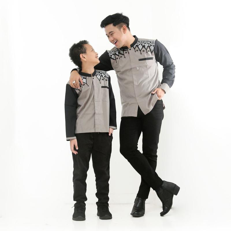 Baju Koko Couple Ayah Anak Laki Laki  Lengan Panjang Bahan Toyobo Premiun Model Arrazi