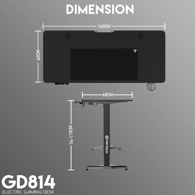 Fantech GD814 GD 814 RGB Carbon Gaming Desk Meja Gaming