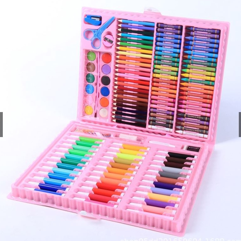 Stationary Set isi 150 pcs / Alat Warna Crayon Set / Alat Tulis &amp; Lukis Melukis Anak Set / Pensil Warna Cat Air