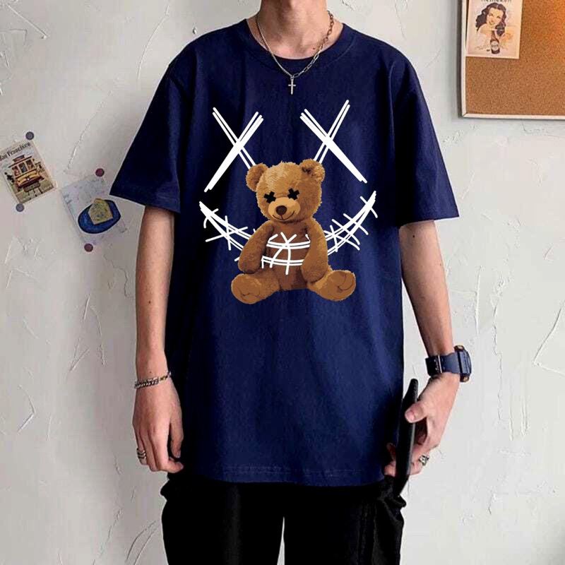 BAJU KAOS OVERSIZE BEAR DISTRO LENGAN PENDEK PRIA ATASAN COWOK FASHION