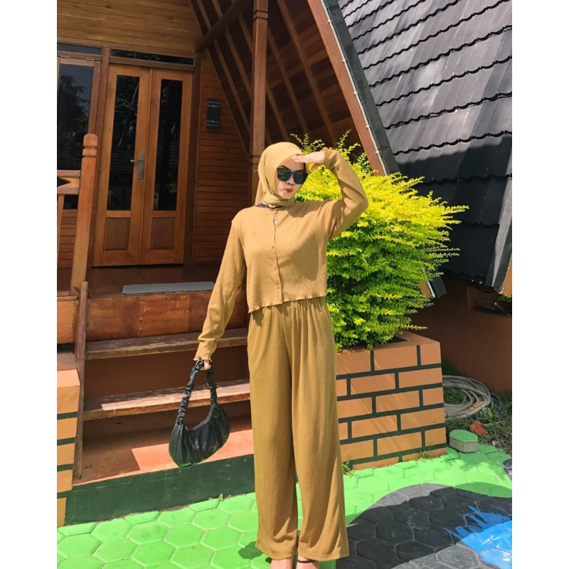 Kulot Knit Highwaist Panjang Bahan Rib Premium Tebal