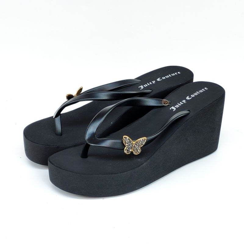 Juicy Couture Kupu-Kupu Butterfly Sandal Wedges Wanita Hak Platform Jepit HD673