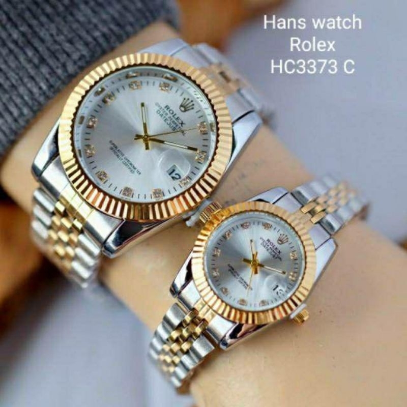 LEBIH KEREN COD!! Jam Tangan Couple Terlaris / Jam Tangan Rolex Stainless Steel Free bok rolex TERMURAH