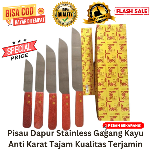 [BISA COD] PROMO Pisau Dapur Stainless Gagang Kayu Anti Karat Tajam Kualitas Terjamin Pisau Hakkoh Pisau Buah Pisau Sayur Pisau Potong Pisau Kupas Pisau Daging Murah