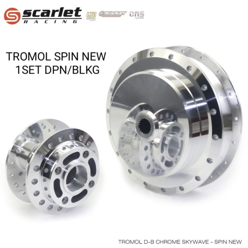 TROMOL JARI JARI BUAT MOTOR SPIN NEW/SKYWAVE METIC 1SET DEPAN/BELAKANG (AS 20 GIGI)SCARLET WARNA HIT