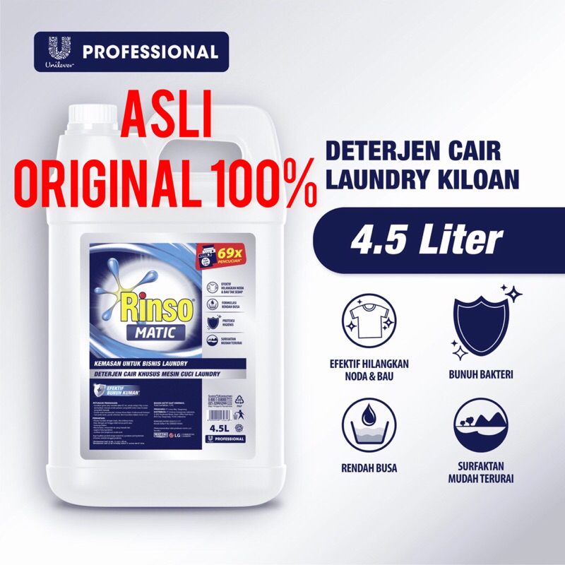 Sabun Cuci Pakaian Baju Rinso Matic Asli original Professional Detergen Deterjen Detergent Cair Laun