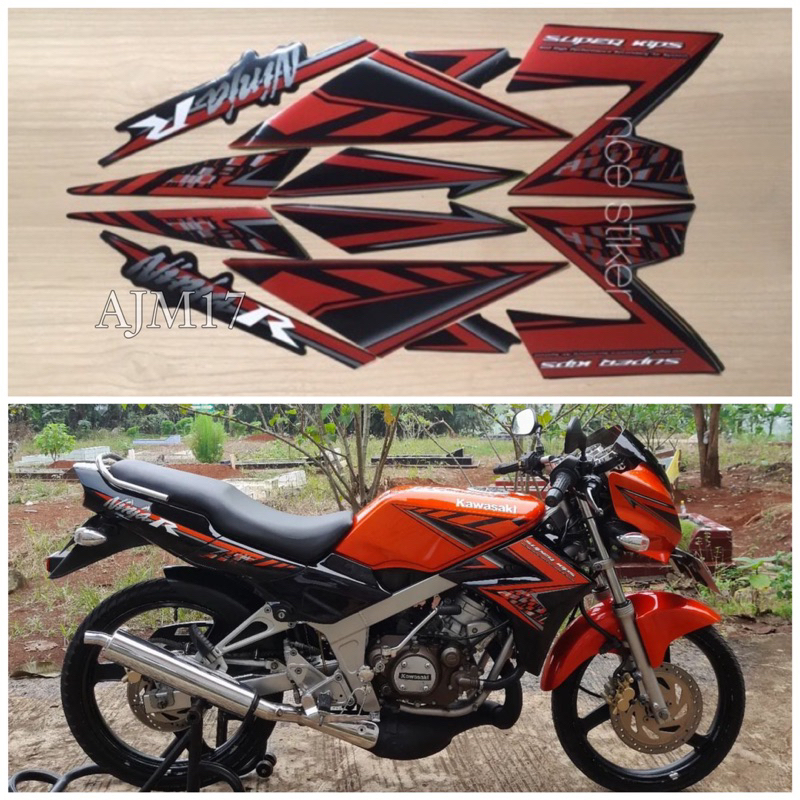 STIKER STRIPING NINJA R 2014 ORANGE MERAH BATA