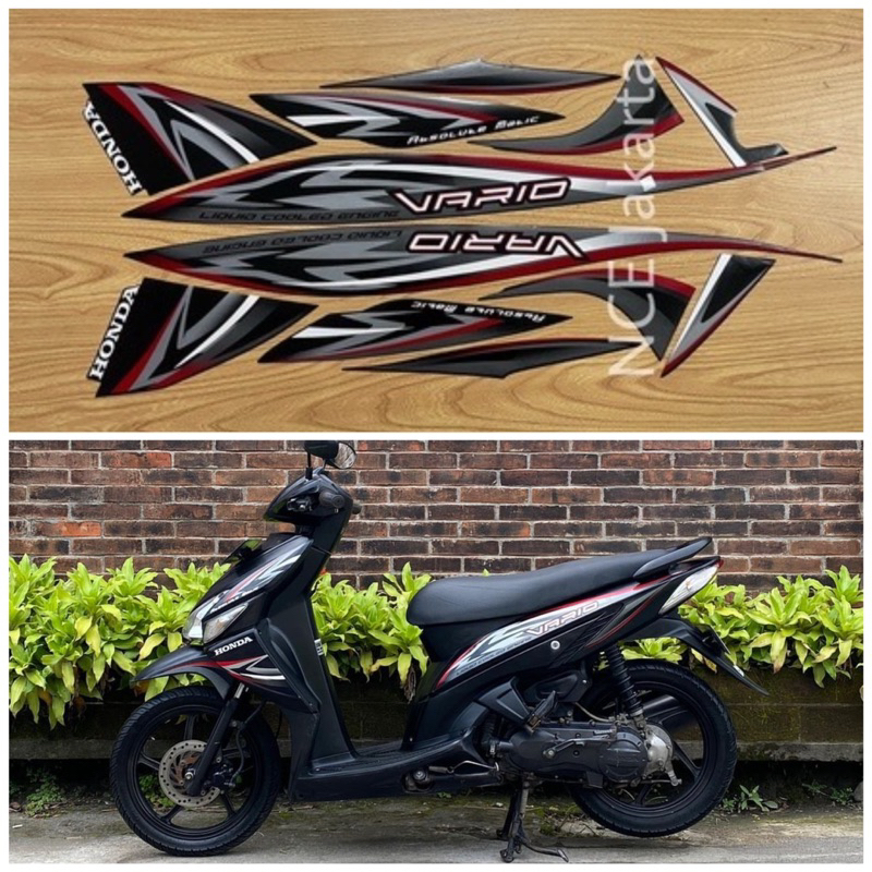 STIKER STRIPING MOTOR VARIO 110 CARBU 2011 2012 HITAM LIS MERAH