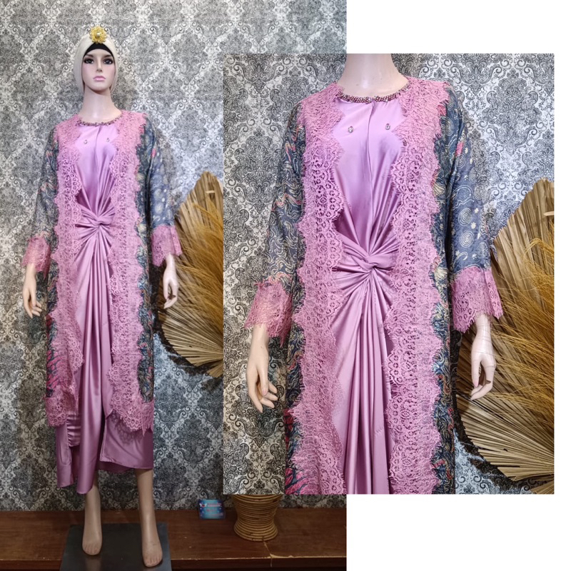 Kaftan Armany Silk Payet Outher Batik Viscose Sutra Silk | Dress Kondangan Wanita Premium - Modeluv