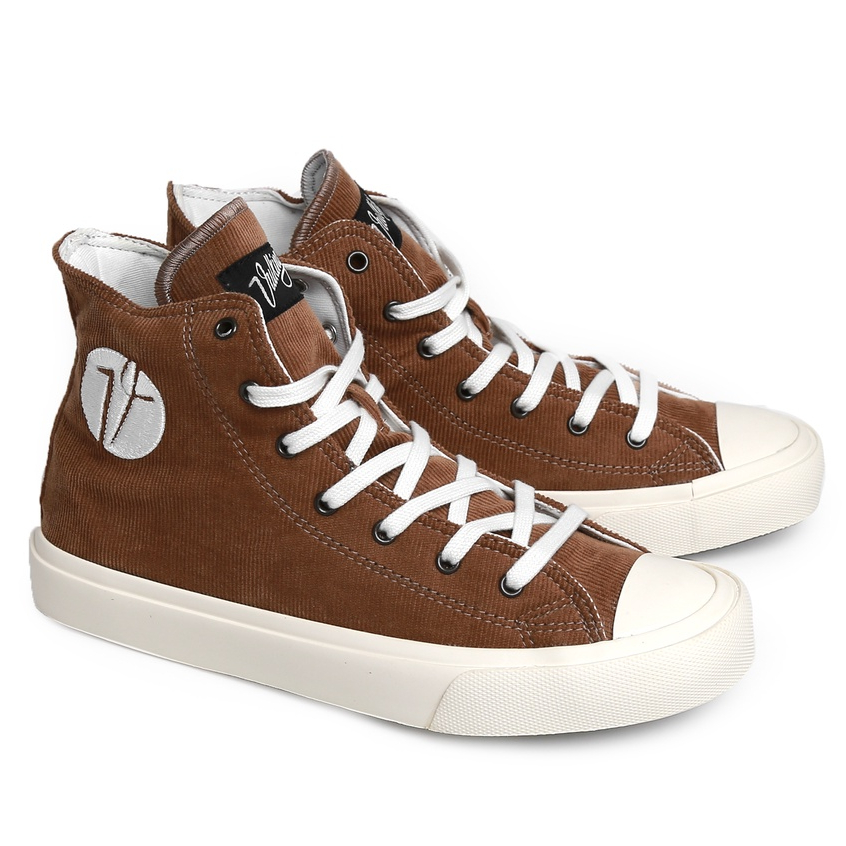 Vulking Sepatu Sneakers Basic High Wanita Casual Street Style PALERMO HI BROWN Corduroy Original