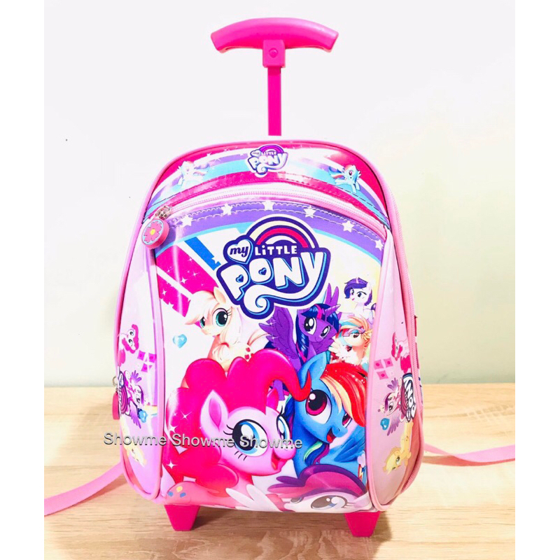 SHOWME TROLLEY - TROLI TAS RANSEL DORONG ANAK SEKOLAH PAUD KUALITAS PREMIUM - BATOK GAMBAR BUSA KAKU MINi PINK MAGIC