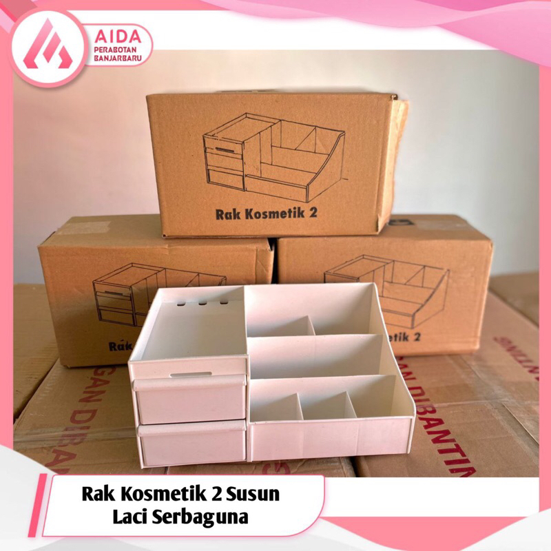 Rak kosmetik laci susun 2 mini rak serbaguna