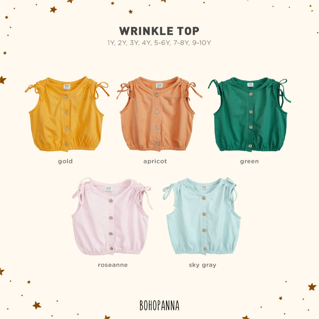 Bohopanna Wrinkle Top / Atasan anak perempuan