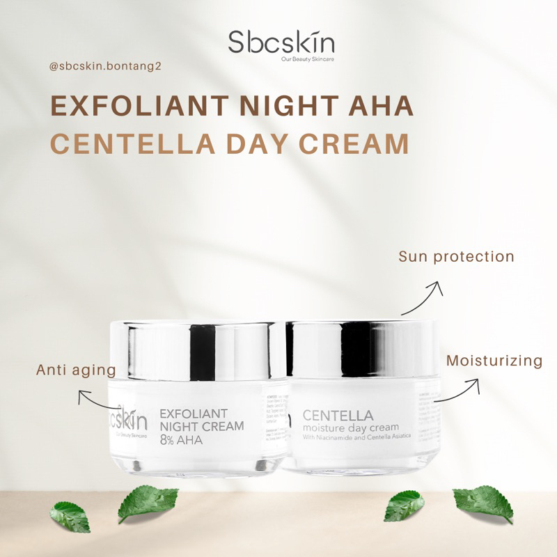 BUNDLING EXFOLIANT NIGHT CREAM 8% AHA + CENTELLA MOISTURE DAY CREAM for Normal to dry skin