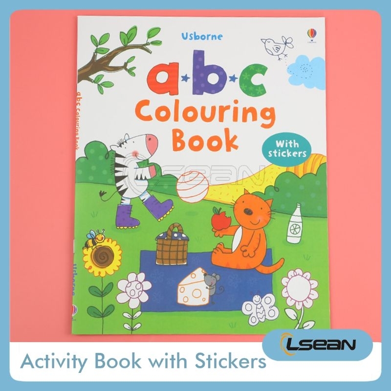 USBORNE Dot to Dot and Coloring Preschool English Activity Book with Sticker Buku Mewarnai Anak