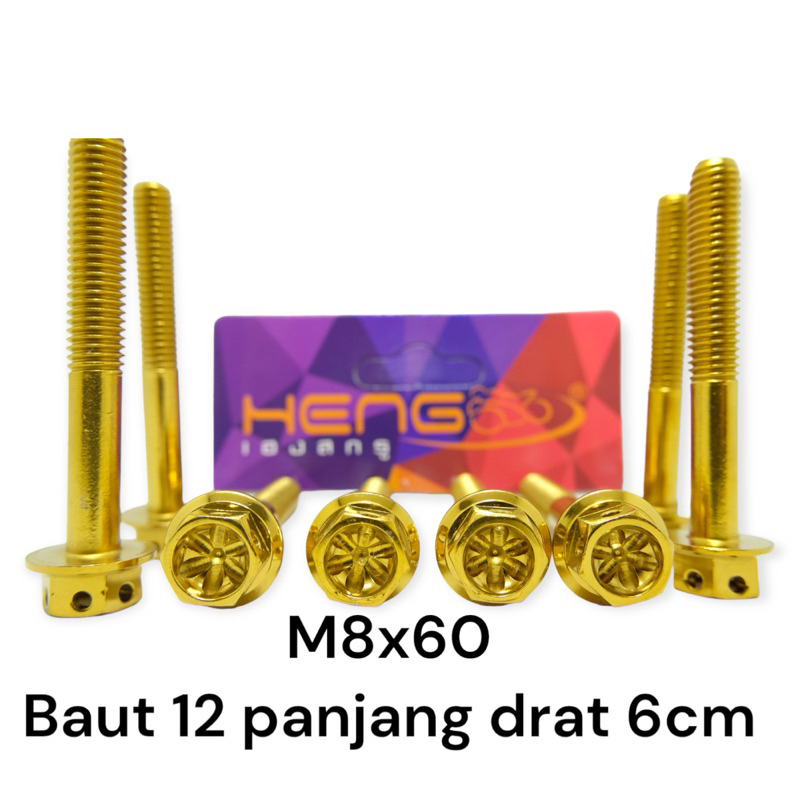 baut probolt flower gold 2tone HENG m8x60 8x60 drat 12 panjang 6cm