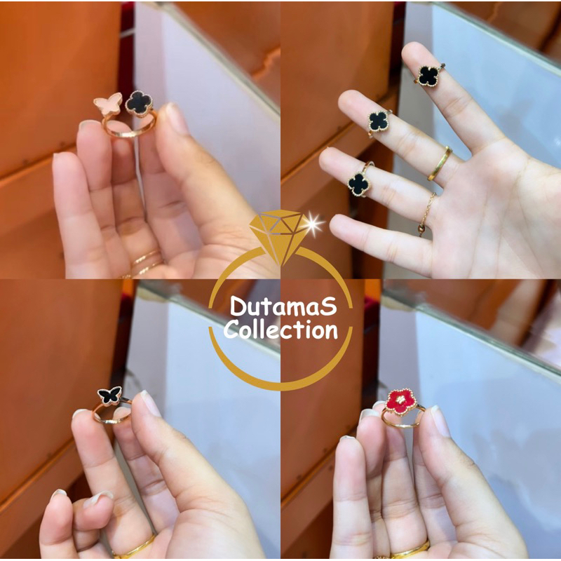 Cincin Motif Vancleef & Mariposa Berat 1gram an Emas Asli Kadar 375%