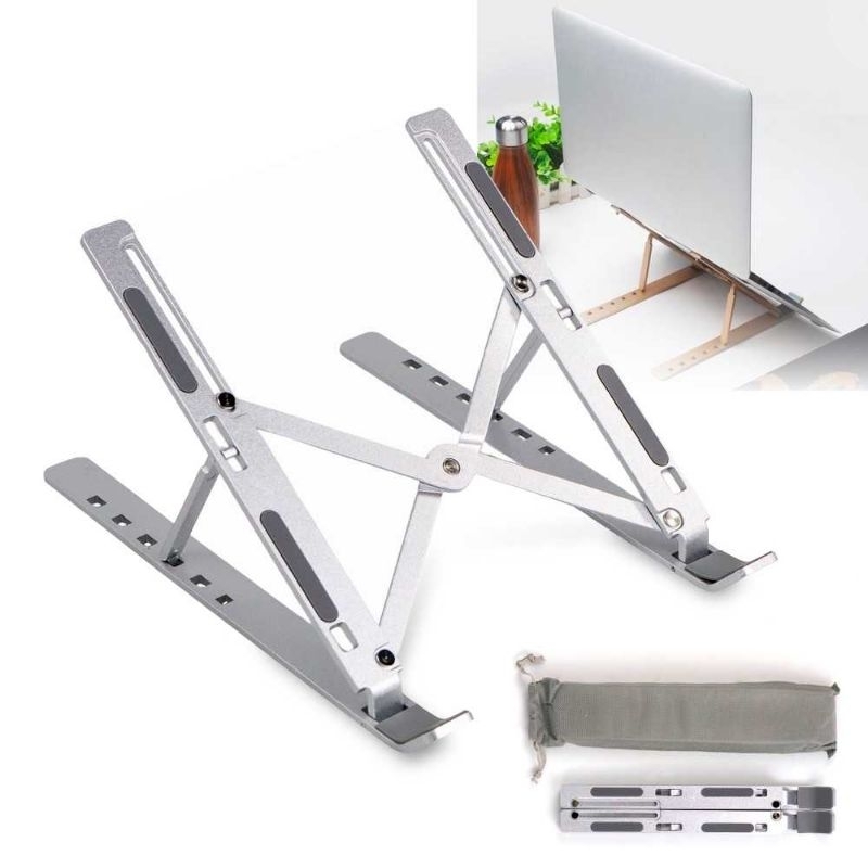 NUOXI Laptop Stand Aluminium Foldable Adjustable 6 Height - N3 Silver