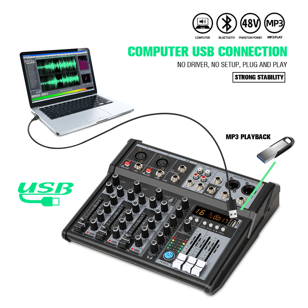Mixer Audio Profesional YAMAHA PG4S 16DSP bawaan 4/6 saluran mendukung pemutaran Bluetooth/USB/MP3/PC Peralatan rekaman Koleksi instrumen keluarga bernyanyi dj menggunakan