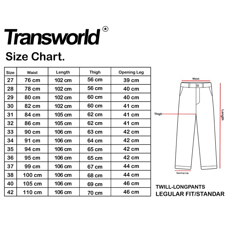 Chino Selvedge Regular Fit Transworld Hitam Army Cream