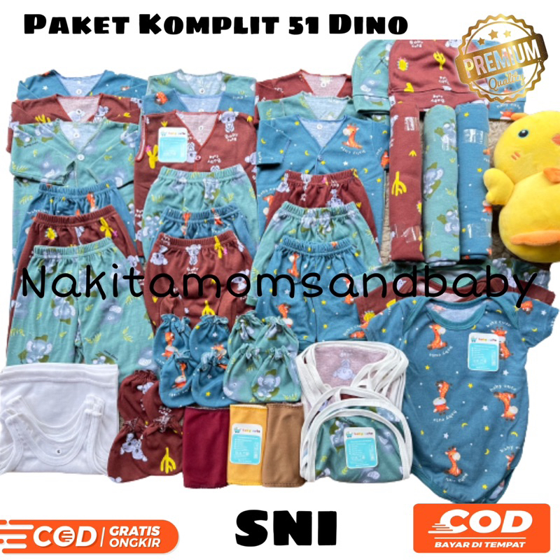 51pcs Paket Komplit Perlengkapan Baju bayi celana popok bedong romper gurita singlet sarung tangan topi baru Lahir Seri koala Promo 8.8