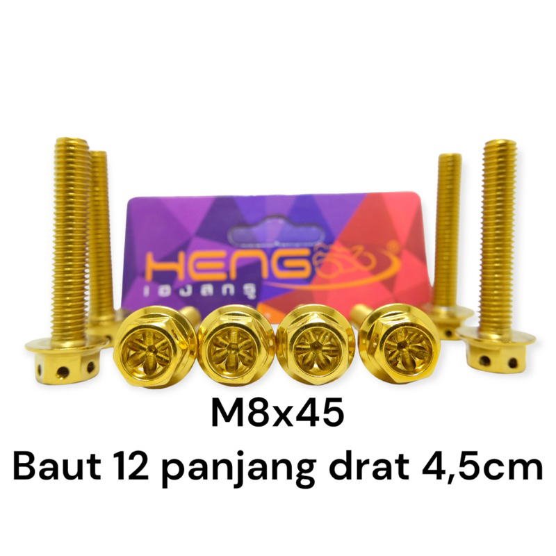 baut probolt flower gold HENG THAILAND m8x45 8x45 drat 12 panjang 4,5cm