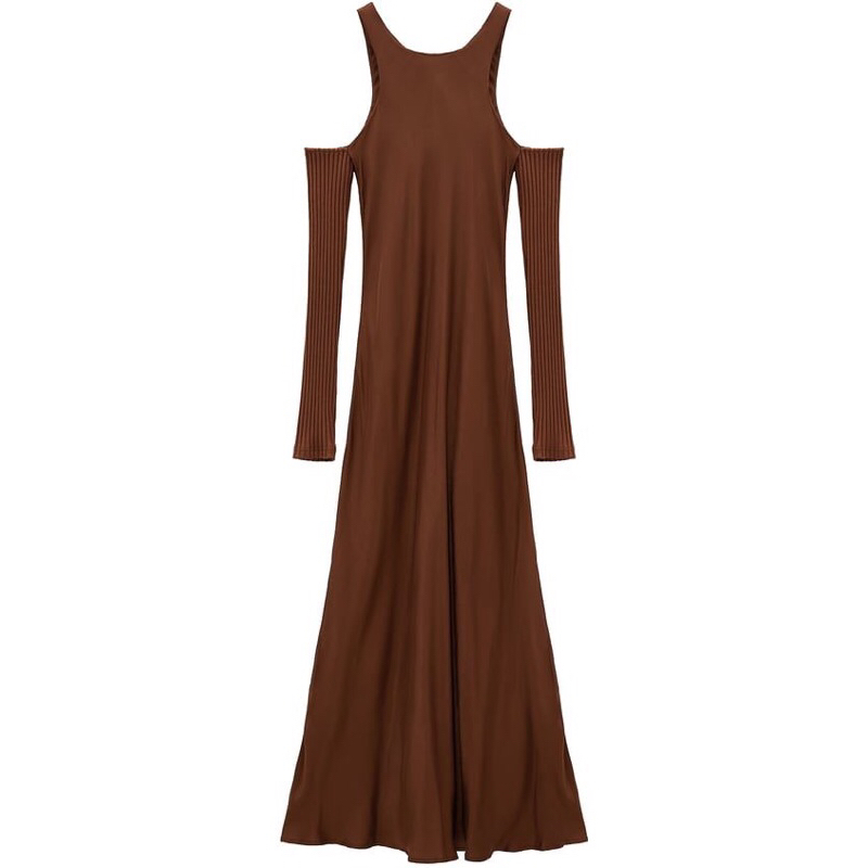 PRELOVED ZARA LONG DRESS BROWN OFF SHOULDER
