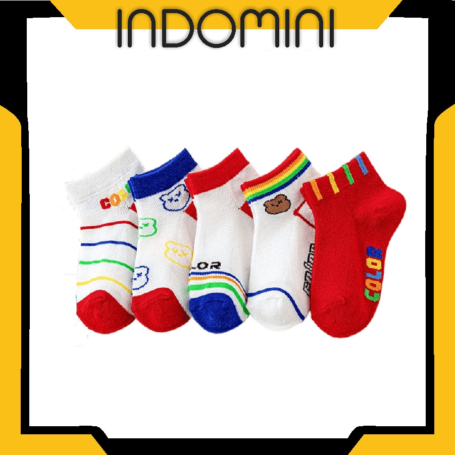 INDOMINI  Kaos Kaki Anak Motif Rainbow Bear Kaus Kaki Bayi Beruang Lucu KK037