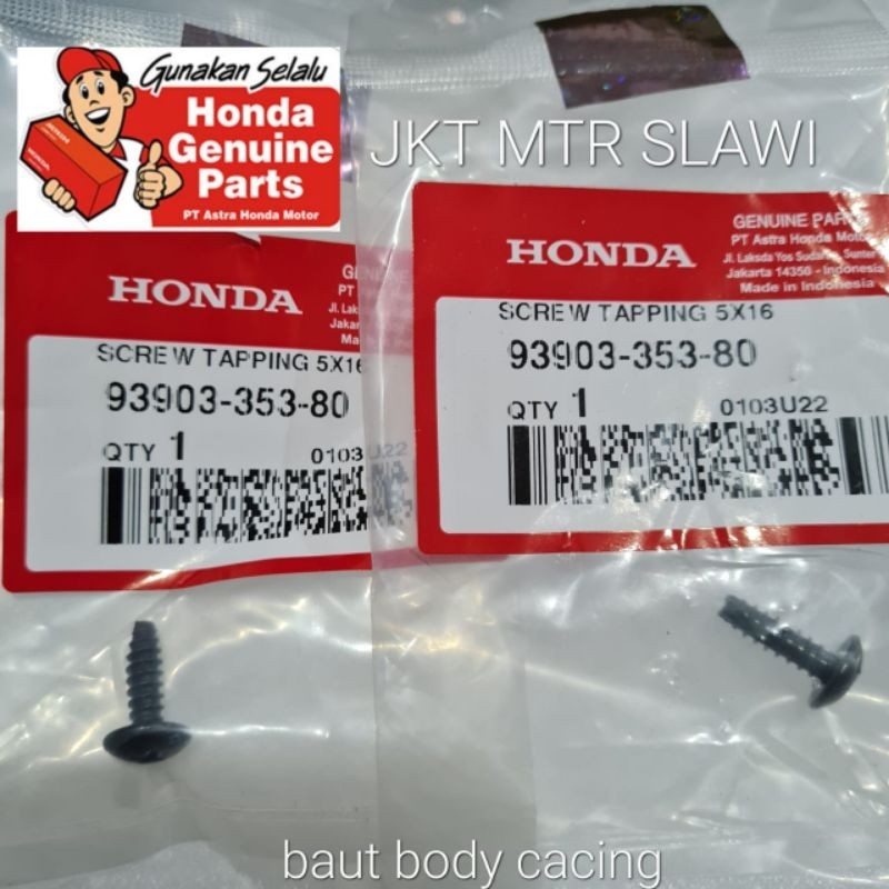 93903-353-80 baut body baut cacing vario, beat, scoopy, supra, revo 110, supra helm in, supra f1 asli honda ori honda ahm